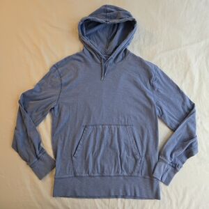 J. Crew Garment Dyed Slub Cotton Yarn Washed Denim Blue Lightweight Hoodie